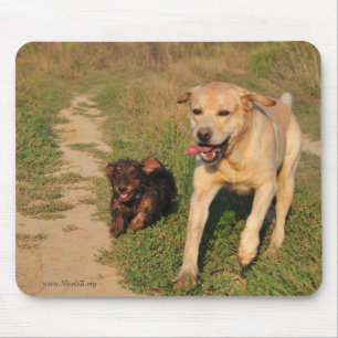 Running happy Dachshund & Labrador Mouse Pad