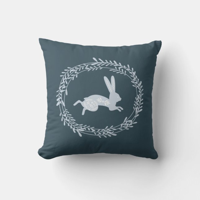 Running Hare | Monogram Throw Pillow (Front)