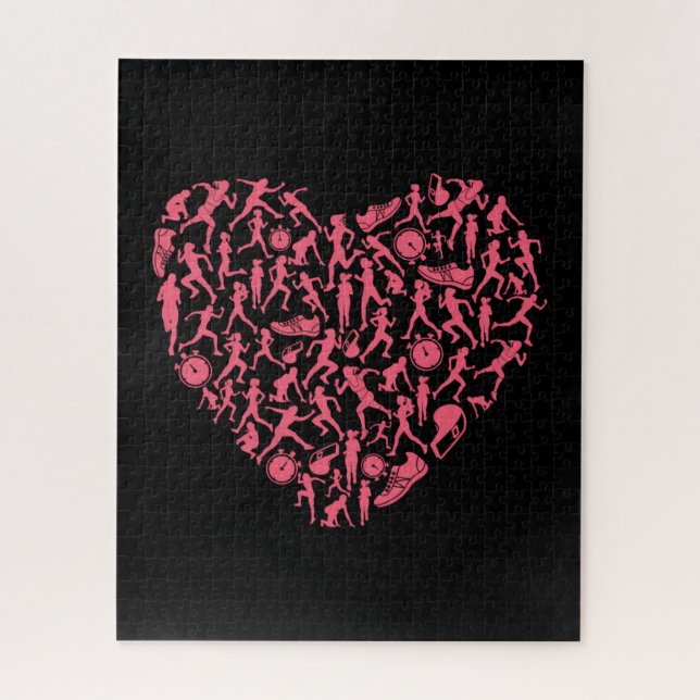 Running Heart - Women Runner Silhouettes Jigsaw Puzzle (Vertical)