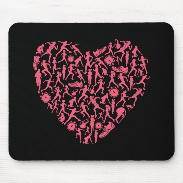 Running Heart - Women Runner Silhouettes Mouse Pad (Front)