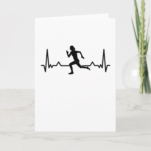 Running Heartbeat Line Funny Runner Gifts Card (Front)