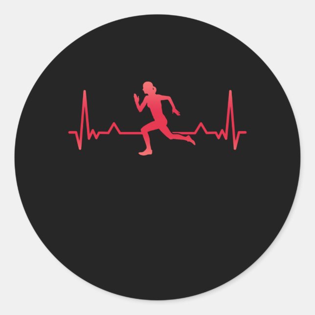 Running Heartbeat Line Runner Xmas Gift Classic Round Sticker (Front)