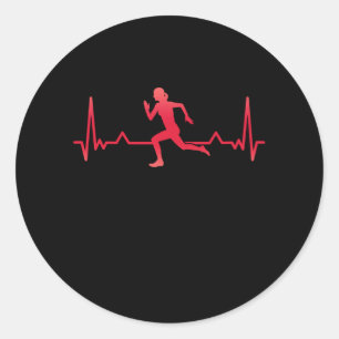 Running Heartbeat Line Runner Xmas Gift Classic Round Sticker