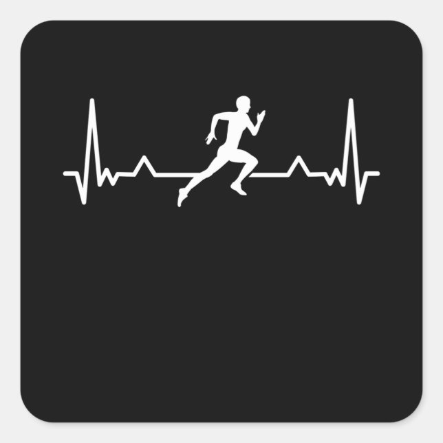 Running Heartbeat Runner Funny Gift Square Sticker (Front)