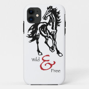 Running Horse Black, White, Red, Wild & Free iPhone 11 Case