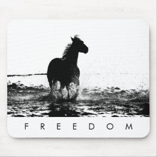 Running Horse Freedom Modern Elegant Pop Art Mouse Pad