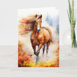 Running Horse in Autumn Card