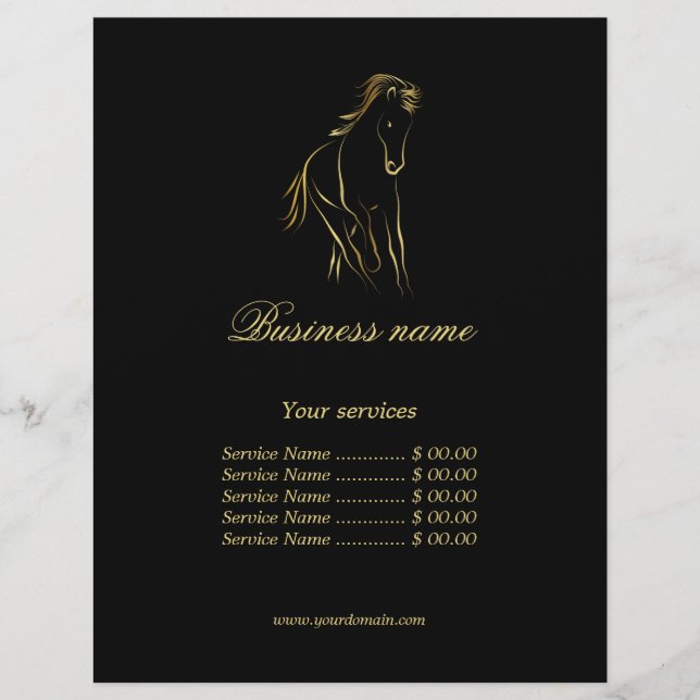 Running horse in black colour flyer (Front)