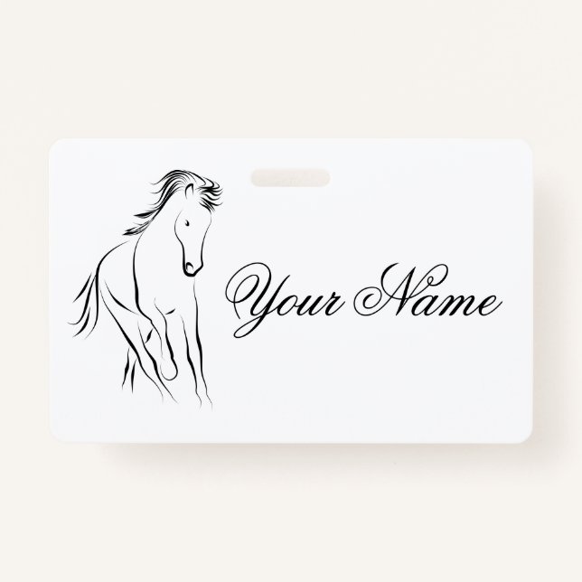 Running horse in black colour ID badge (Front)