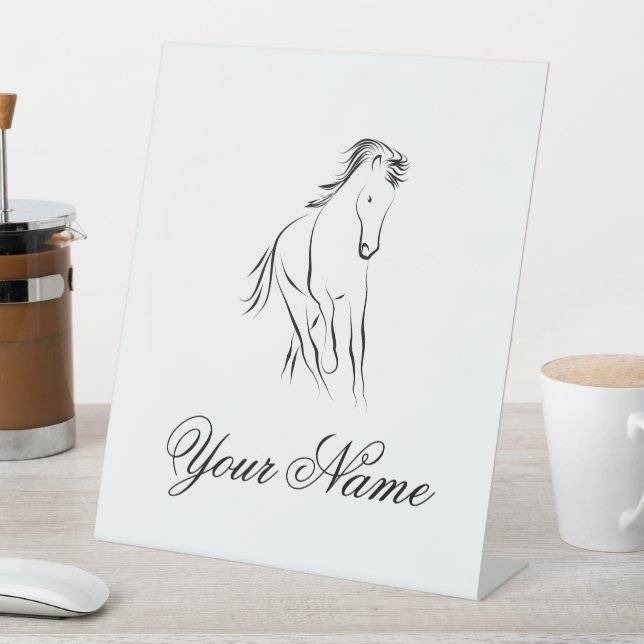 Running horse in black colour pedestal sign (In SItu)