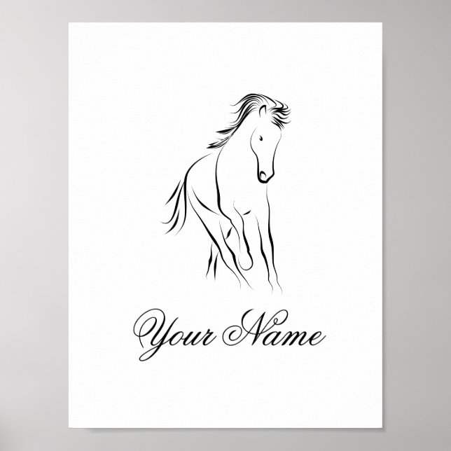 Running horse in black colour poster (Front)