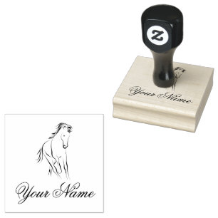 Running horse in black colour rubber stamp