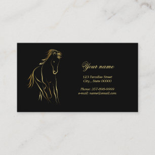 Running horse in gold colour business card