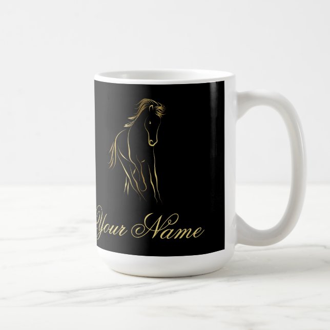 Running horse in gold colour coffee mug (Right)