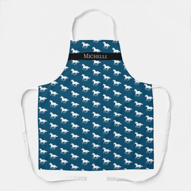 Running Horse Personalised Choose Your Colour Apron (Front)