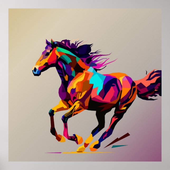 Running horse pop art poster (Front)