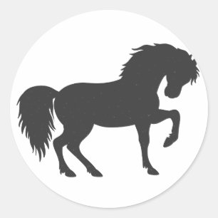 Running horse silhouette - Choose background colou Classic Round Sticker