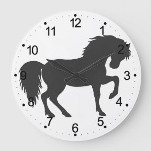Running horse silhouette - Choose background colou Large Clock
