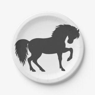 Running horse silhouette - Choose background colou Paper Plate