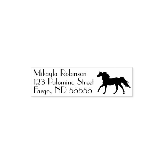 Running Horse Silhouette Parisian Text Self-inking Stamp (Design)