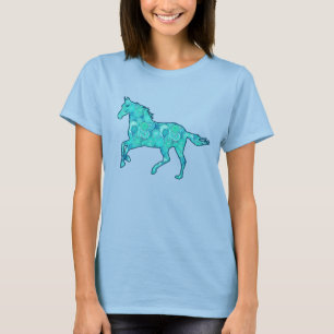 Running Horse Silhouette, Turquoise and Aqua T-Shirt