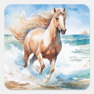 Running Horse Square Sticker