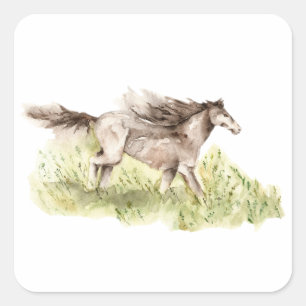 Running Horse Square Sticker