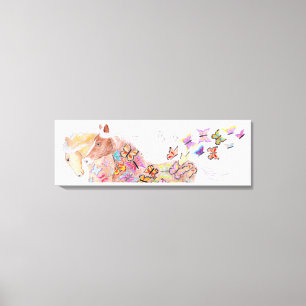 running horses and Butterflies Canvas Print