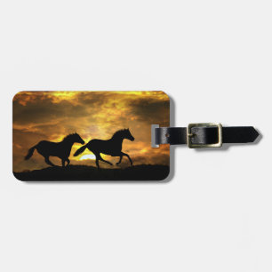 Running Horses at Sunset Luggage Tags