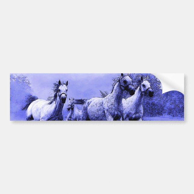 Running Horses & Blue Moonlight Bumper Sticker (Front)