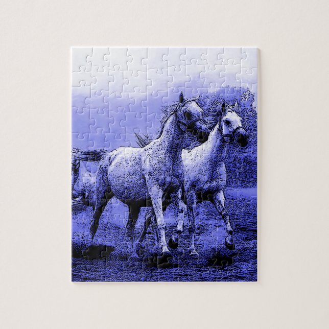 Running Horses & Blue Moonlight Jigsaw Puzzle (Vertical)