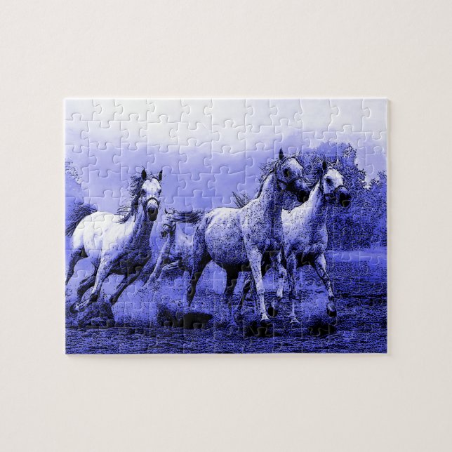 Running Horses & Blue Moonlight Jigsaw Puzzle (Horizontal)