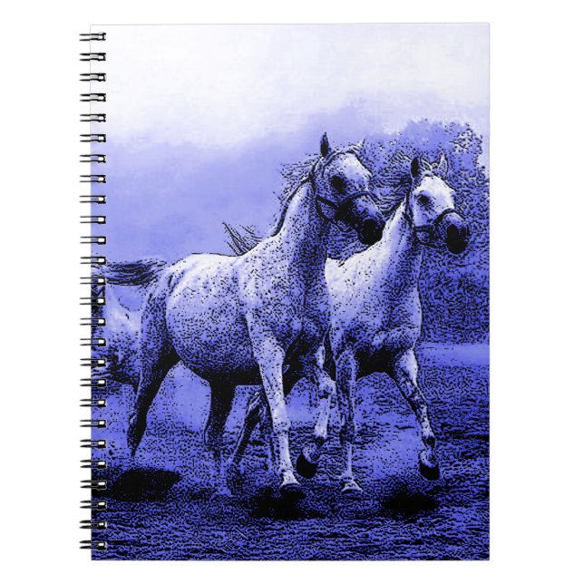Running Horses & Blue Moonlight Spiral Notebook (Front)