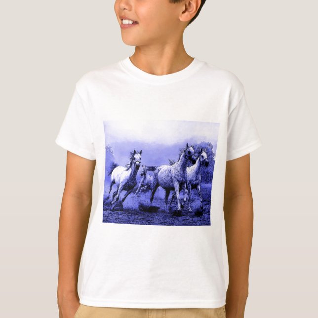 Running Horses & Blue Moonlight T-Shirt (Front)