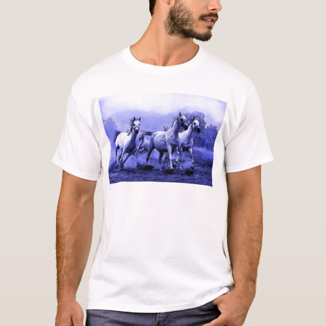 Running Horses & Blue Moonlight T-Shirt (Front)