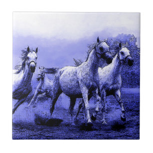 Running Horses & Blue Moonlight Tile