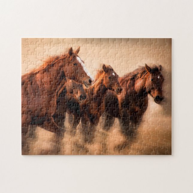 Running horses, blur and flying manes jigsaw puzzle (Horizontal)