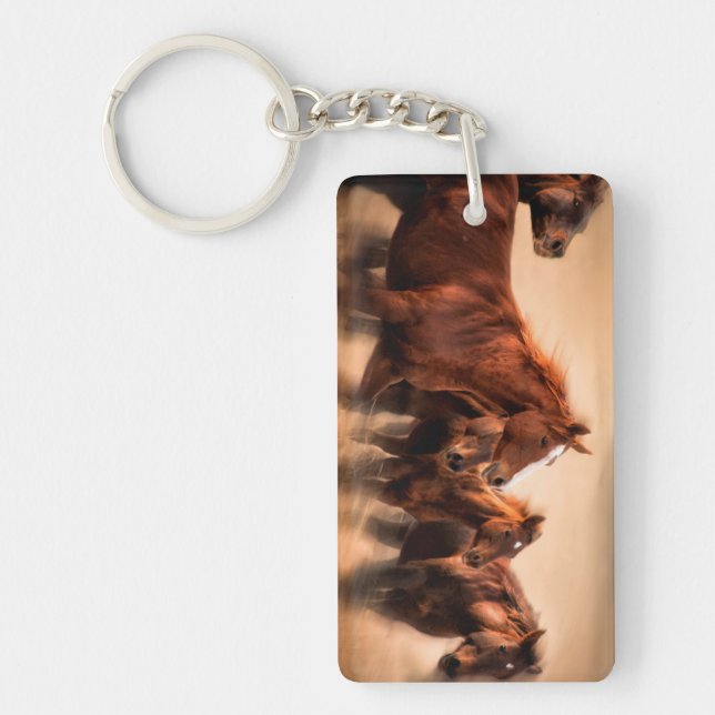 Running horses, blur and flying manes key ring (Front)