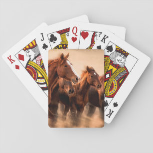 Running horses, blur and flying manes playing cards