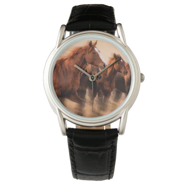 Running horses, blur and flying manes watch (Front)