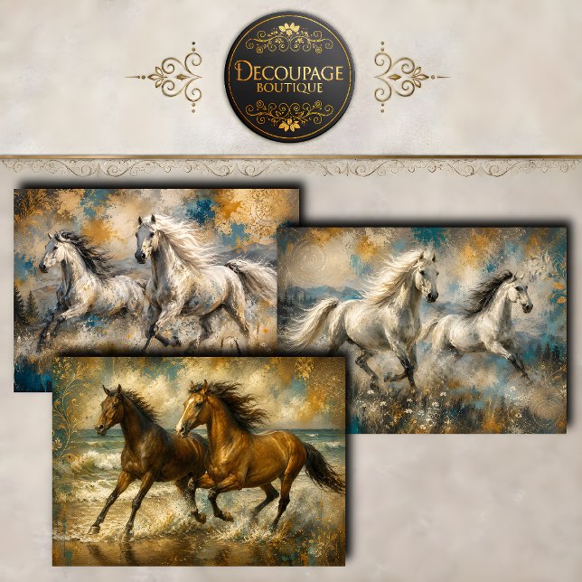 Running Horses Collection Decoupage Wrapping Paper Sheet (Running Horses Collection Wrapping Paper Sheets)
