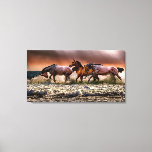 Running Horses in the Surf Canvas Print