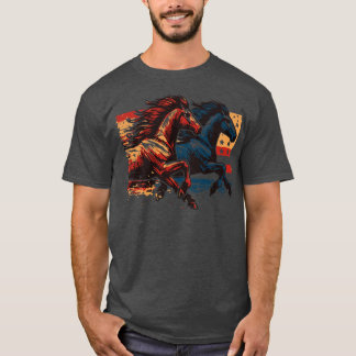 Running Horses Vintage Style T-Shirt