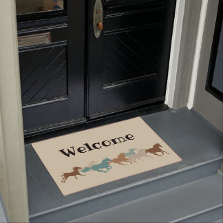 Running horses welcome mat