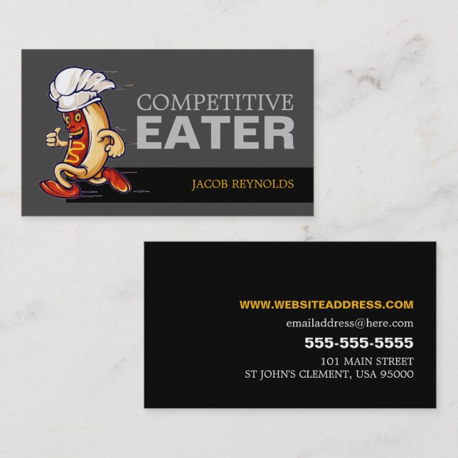 Running Hot Dog - Competitive/Speed Eater Business Card (Front/Back)