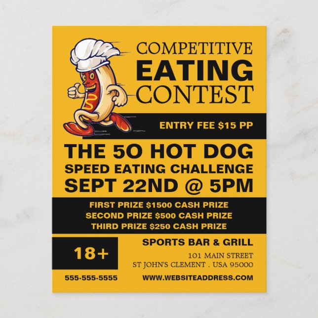 Running Hot Dog - Competitive/Speed Eating Contest Flyer (Front)