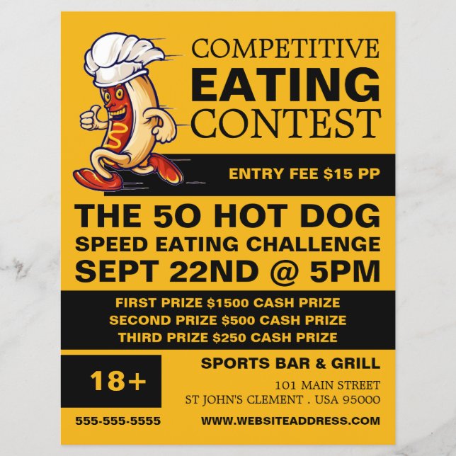 Running Hot Dog - Competitive/Speed Eating Contest Flyer (Front)