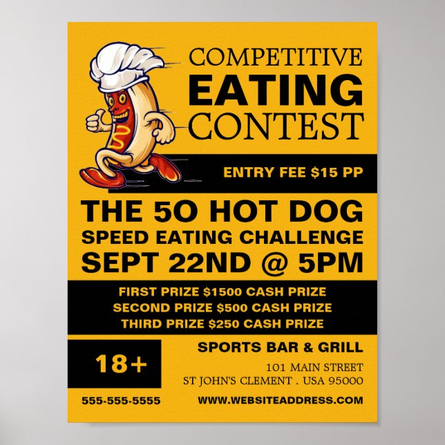 Running Hot Dog - Competitive/Speed Eating Contest Poster (Front)