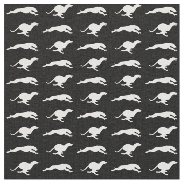 Running Hound At Night Fabric (Close Up)