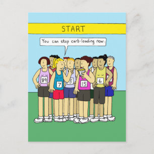 Running Humour for Her Eating Carbs Postcard
